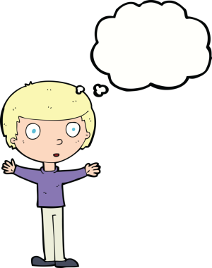 Bir insan tarafından çizilen düşünce baloncuğuyla adamı şaşırtan çizgi film.