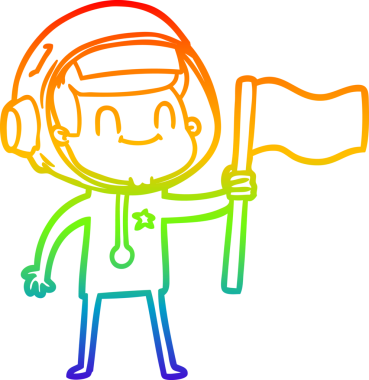 gökkuşağı gradyan çizimi mutlu bir çizgi astronot çizimi bir insan tarafından çizildi