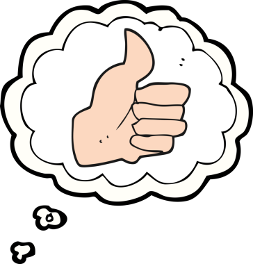 Serbest çizilmiş düşünce balonu karikatürü bir insan tarafından çizilmiş sembolü onaylıyor