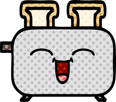 Bir insan tarafından çizilmiş bir ekmek kızartma makinesinin çizgi filmi.