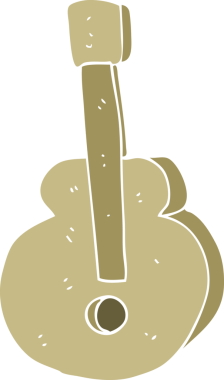 Bir insan tarafından çizilen gitarın düz renk çizimi