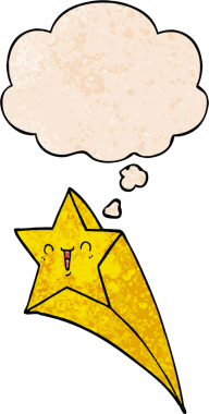 Bir insan tarafından çizilmiş grunge desenli düşünce baloncuğu olan çizgi film yıldızı.