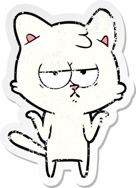 Bir insan tarafından çizilmiş sıkıntılı bir çizgi film kedisinin çıkartması.