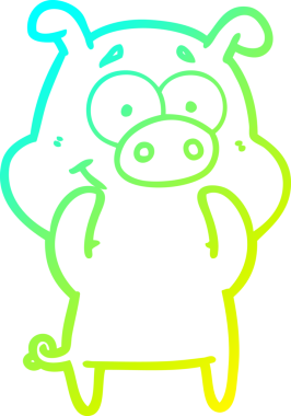 Bir insan tarafından çizilmiş mutlu çizgi film domuzu çizimi.