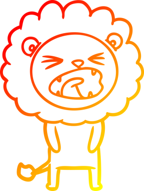 Bir insan tarafından çizilmiş karikatür aslanının sıcak çizgi çizimi