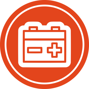 Bir insan tarafından çizilmiş endüstriyel pil dairesel simgesi