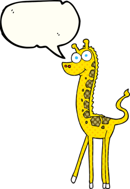 Bir insan tarafından çizilmiş serbest çizilmiş çizgi roman konuşma balonu zürafası.