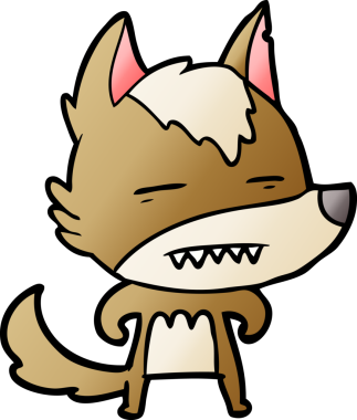 Bir insan tarafından çizilen dişleri gösteren bir kurt çizgi filmi.