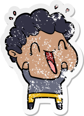 Bir insan tarafından çizilmiş mutlu bir adamın sıkıntılı çıkartması.