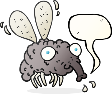 Bir insan tarafından çizilmiş serbest konuşma balonu karikatürü sineği