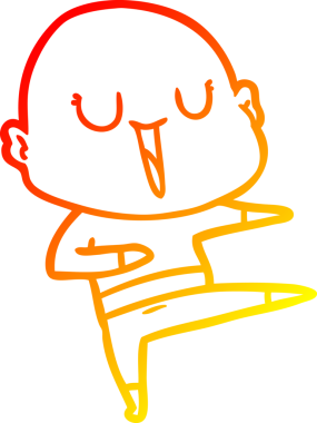 Bir insan tarafından çizilmiş mutlu, kel bir adamın sıcak çizgi çizimi.