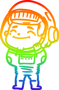 gökkuşağı gradyan çizimi mutlu bir çizgi astronot çizimi bir insan tarafından çizildi