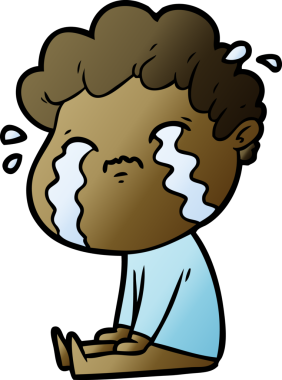 Bir insan tarafından çizilmiş ağlayan çizgi film adamı.