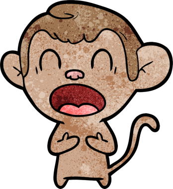 Bir insan tarafından çizilmiş bağıran çizgi maymun.