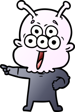 Bir insan tarafından çizilmiş mutlu çizgi film uzaylıları