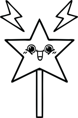 Bir insan tarafından çizilmiş sihirli bir değnek çizimi.