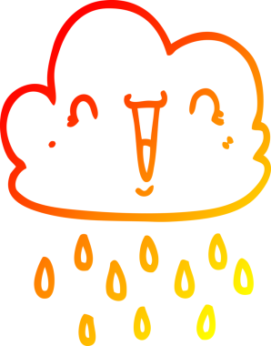 Bir insan tarafından çizilmiş bir karikatür fırtına bulutunun sıcak çizgi çizimi