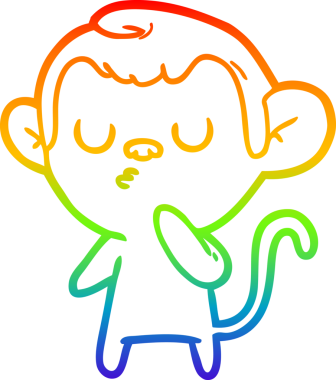 gökkuşağı gradyan çizgi çizimi bir insan tarafından çizilmiş bir maymun