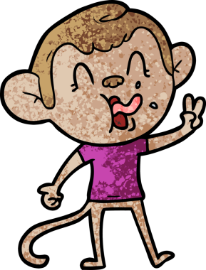 Bir insan tarafından çizilmiş çılgın çizgi film maymunu