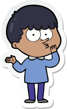 Bir insan tarafından çizilmiş meraklı bir çocuğun çıkartması.