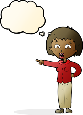 Bir insan tarafından çizilmiş düşünce balonlu bir kadın.