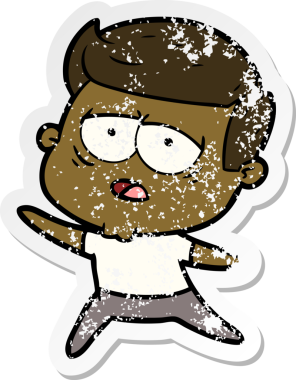 Bir insan tarafından çizilmiş yorgun bir çizgi filmin sıkıntılı çıkartması.