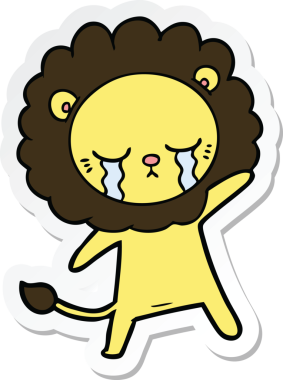 Bir insan tarafından çizilmiş ağlayan çizgi film aslanının çıkartması.