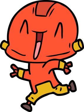 Bir insan tarafından çizilmiş çizgi film robotu