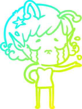 Bir insan tarafından çizilmiş ağlayan uzaylı kız çizgi filmi.