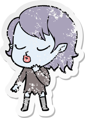 Bir insan tarafından çizilmiş şirin bir vampir kızın sıkıntılı çıkartması.