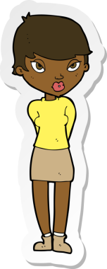 Bir insan tarafından çizilmiş utangaç bir kadının çıkartması.