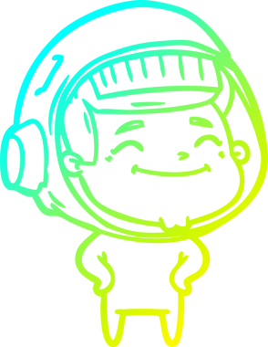 Bir insan tarafından çizilmiş mutlu bir astronotun soğuk gradyan çizimi.