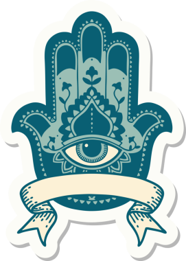 Bir insan tarafından çizilmiş hamza sancağıyla dövme stili çıkartması.