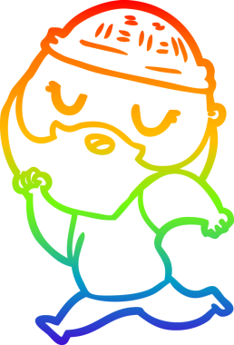 Bir insan tarafından çizilmiş sakallı bir karikatür çizimi.