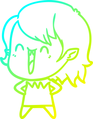 Bir insan tarafından çizilen mutlu vampir kız çizgi filminin soğuk gradyanı.