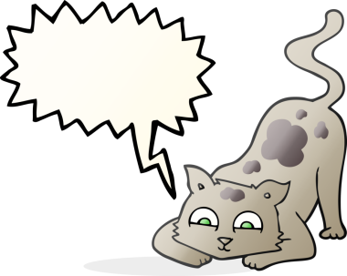 Bir insan tarafından çizilmiş serbest konuşma balonu çizgi film kedisi