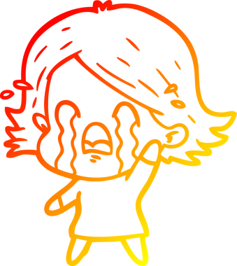 Bir insan tarafından çizilmiş, ağlayan bir çizgi kadın çizimi.