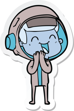 Bir insan tarafından çizilmiş mutlu bir astronotun çıkartması.