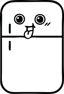 Bir insan tarafından çizilmiş bir buzdolabı karikatürü.