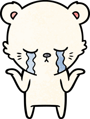 Ağlayan kutup ayısı bir insan tarafından çizilmiş omuzlarını silkeliyor.