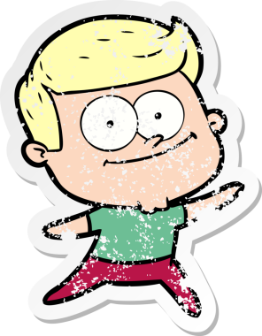 Bir insan tarafından çizilmiş mutlu bir adamın sıkıntılı çıkartması.