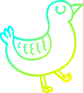 Bir insan tarafından çizilen karikatür kuşunun soğuk gradyan çizgisi