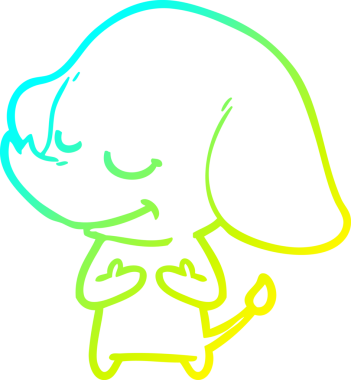 Bir insan tarafından çizilmiş gülümseyen bir filin soğuk gradyan çizimi