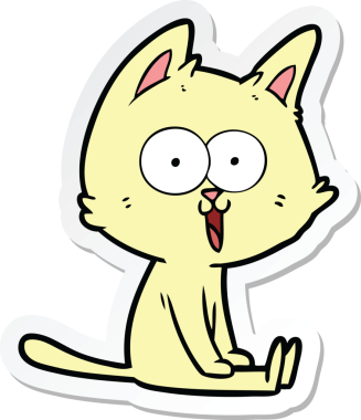 Bir insan tarafından çizilmiş komik bir çizgi film kedisinin çıkartması.