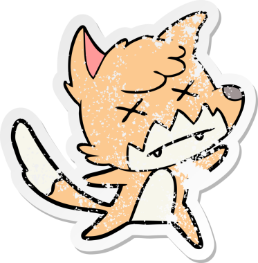 Bir insan tarafından çizilmiş ölü tilki çizgi filminin sıkıntılı çıkartması.