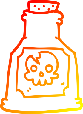 Bir insan tarafından çizilmiş bir zehir şişesinin sıcak çizgi çizimi