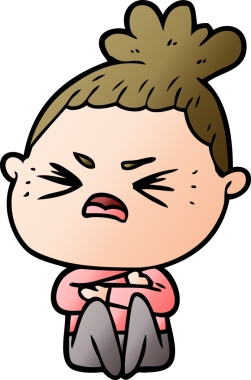 Bir insan tarafından çizilmiş kızgın bir kadın.