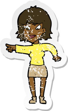 Bir insan tarafından çizilmiş karikatür kadının gerilmiş çıkartması.