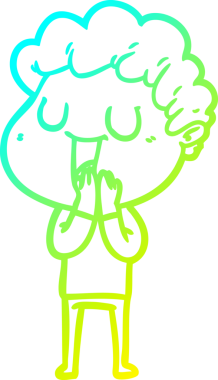 Bir insan tarafından çizilmiş gülen bir çizgi film karakterinin soğuk gradyan çizgisi.