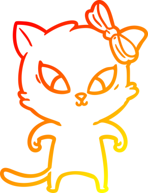 Bir insan tarafından çizilmiş çizgi film kedisinin sıcak çizgi çizimi